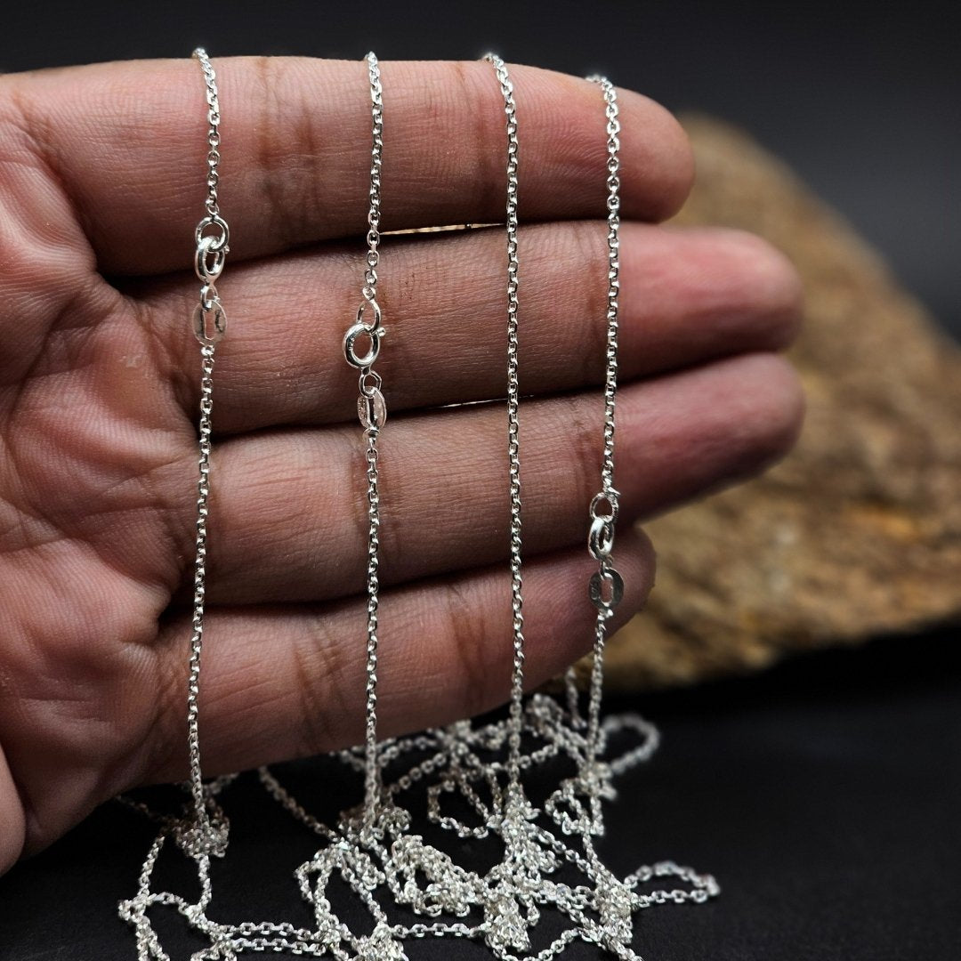 1mm Cross Link Chain for Ladies – 925 Sterling Italian Silver