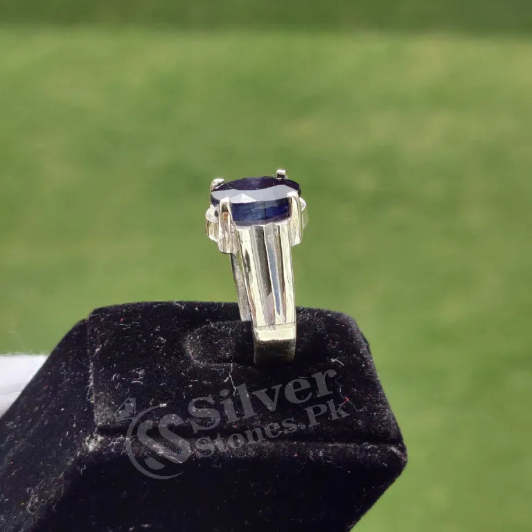 Real Blue Sapphire (Neelam) Silver Ring