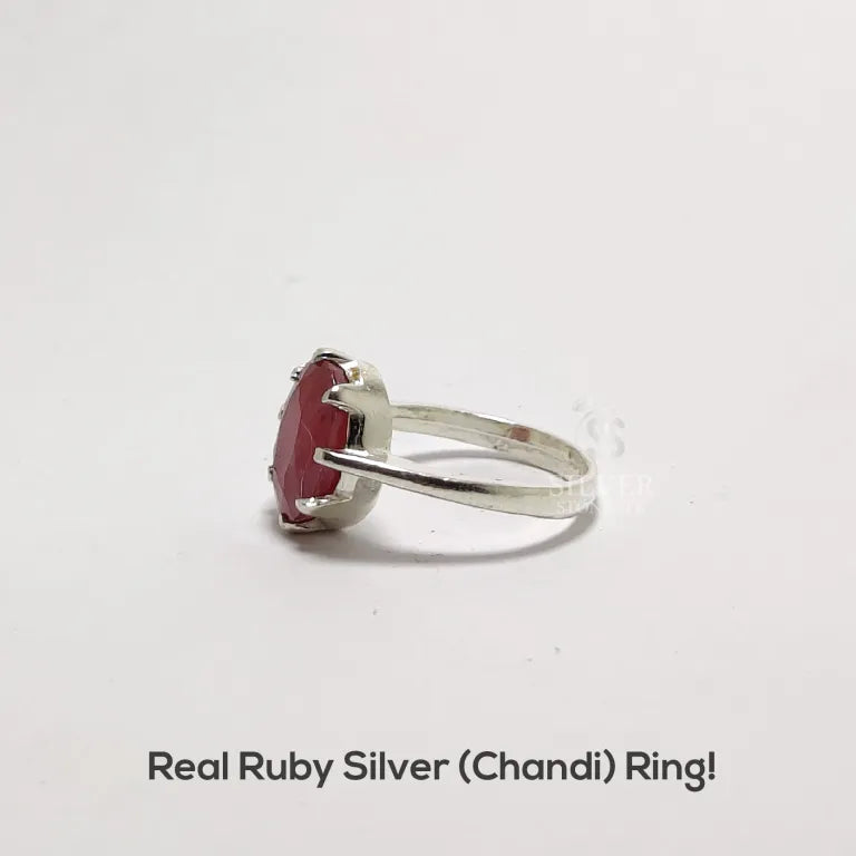 Ladies Real Ruby Silver Ring