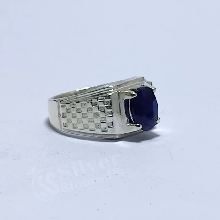 Real Blue Sapphire (Neelam) Silver Ring