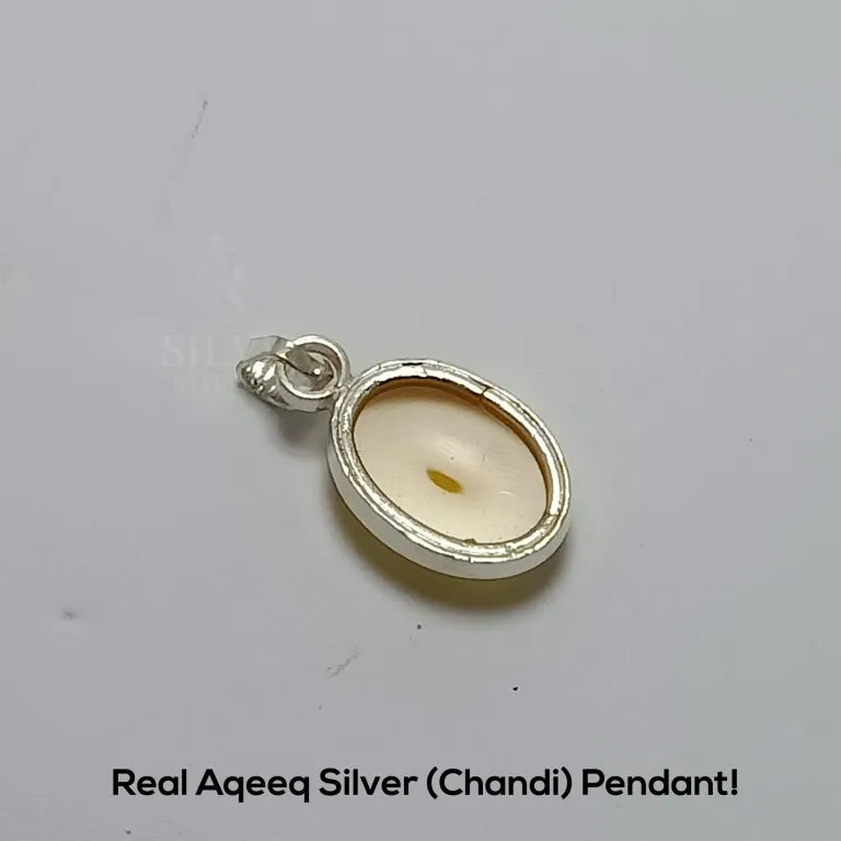 Real Aqeeq Silver (Chandi) Pendant