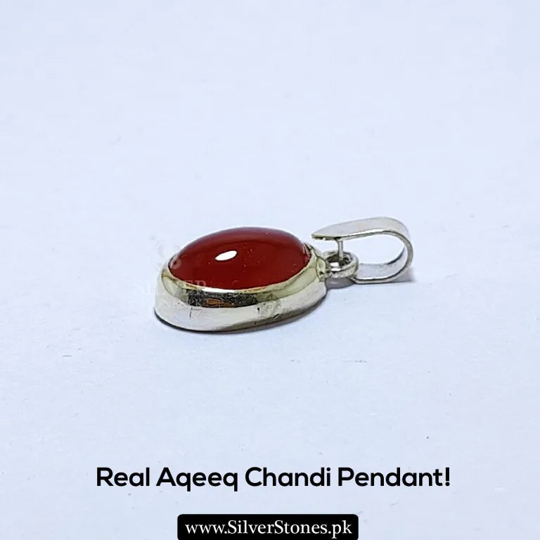 Real Aqeeq Silver (Chandi) Pendant