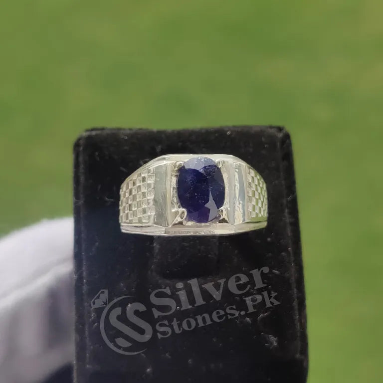 Real Blue Sapphire (Neelam) Silver Ring