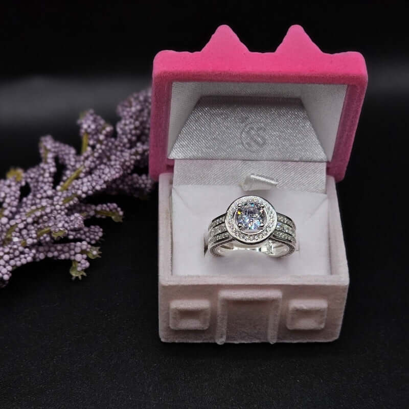 925 Italian Silver Moissanite Diamond Ring – 1 Carat | A+ Quality with Certificate