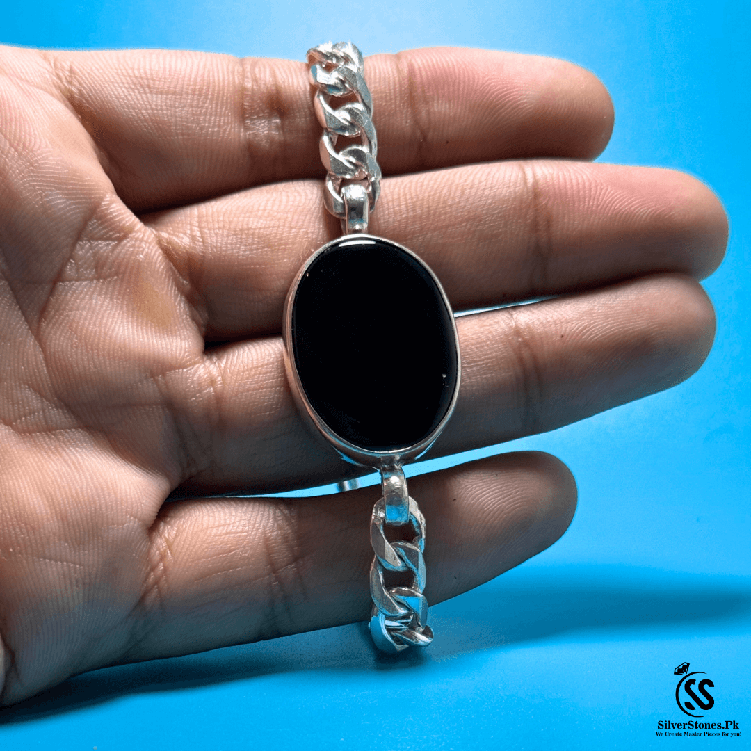 Real Irani Aqeeq Silver Bracelet