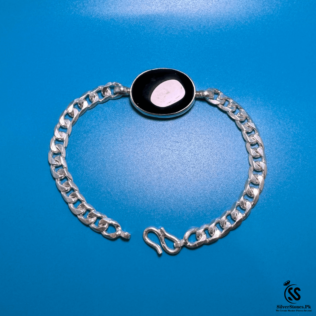 Real Irani Aqeeq Silver Bracelet
