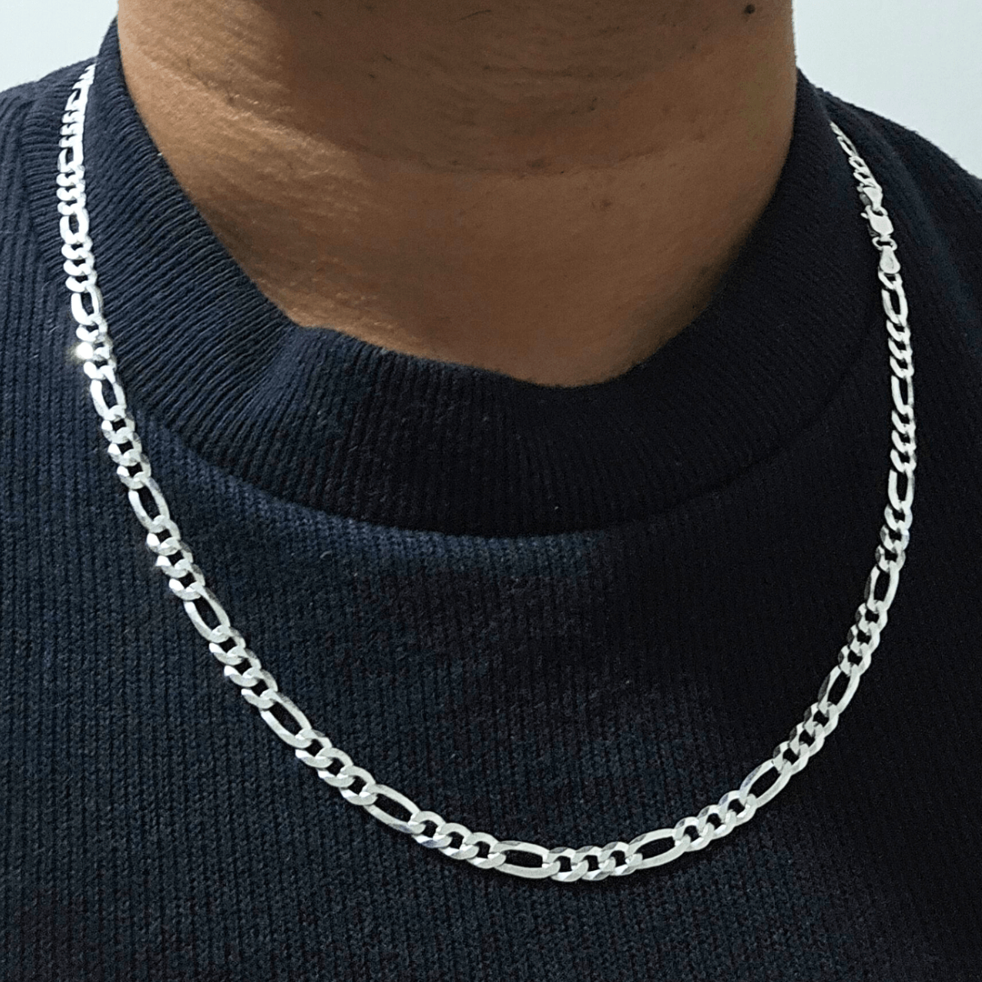 5mm Figaro Silver Chain - Italian 925 Silver