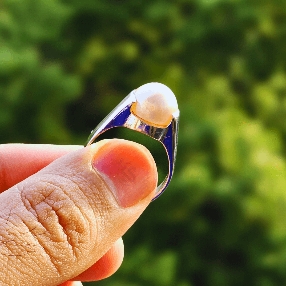 Real Pearl Stone Silver Ring