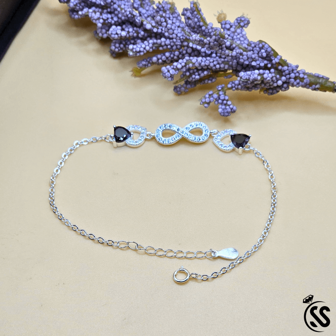 Sterling Silver Bracelet – 925 Italian with Zircon Stones