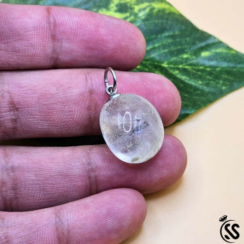 Clear Quartz (White Crystal) Real Stone Pendant