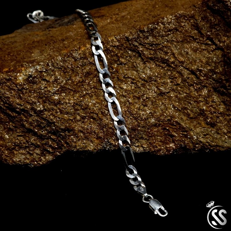 5 mm Figaro 925 Italian Silver Bracelet