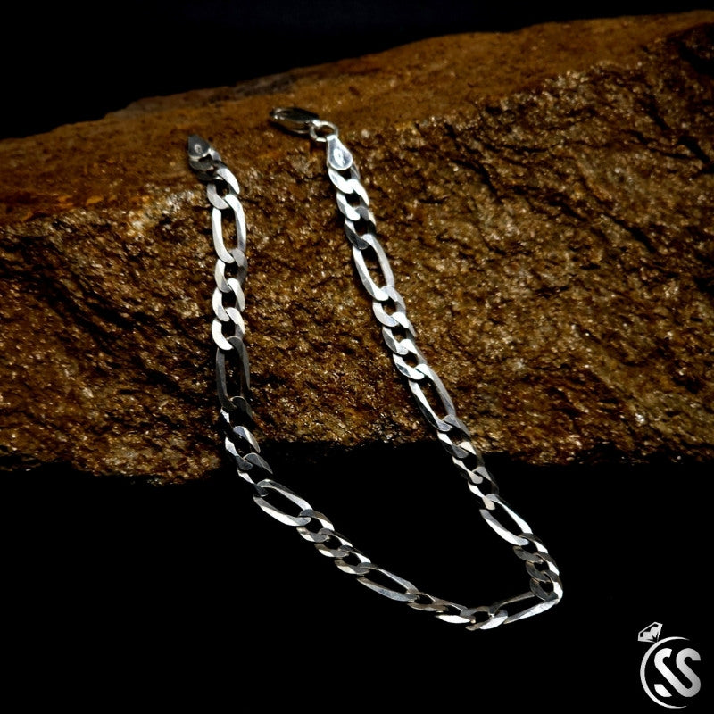 5 mm Figaro 925 Italian Silver Bracelet