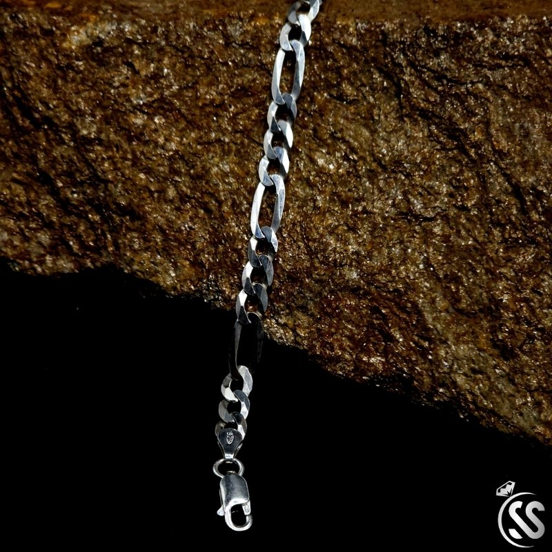 5 mm Figaro 925 Italian Silver Bracelet