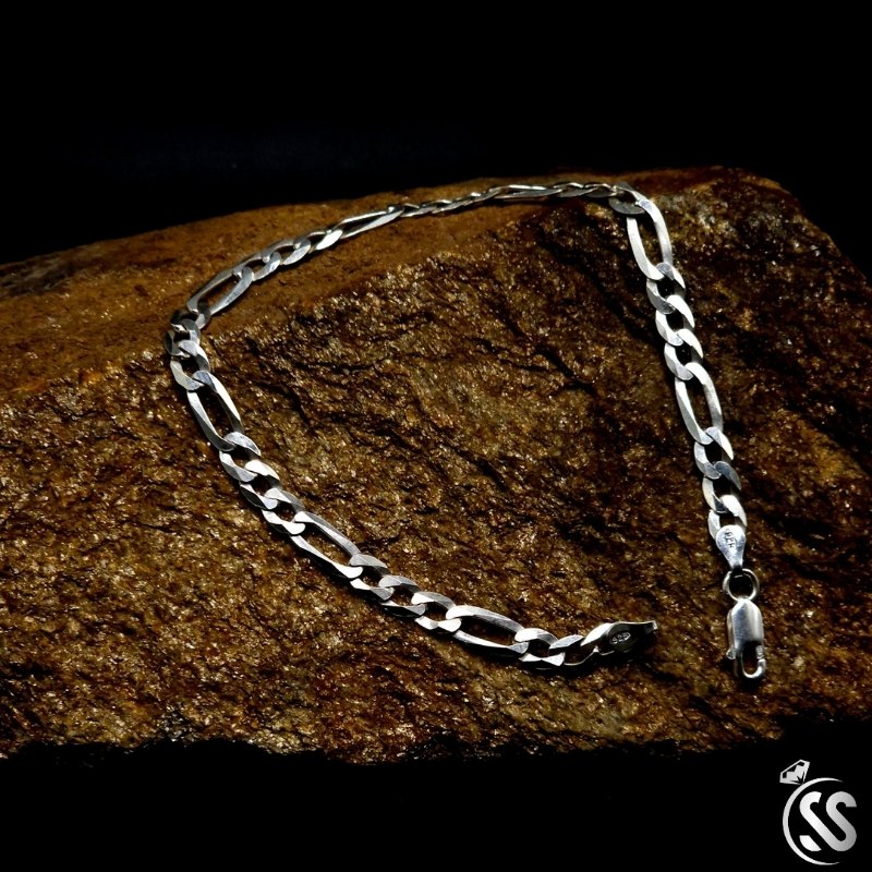 5 mm Figaro 925 Italian Silver Bracelet