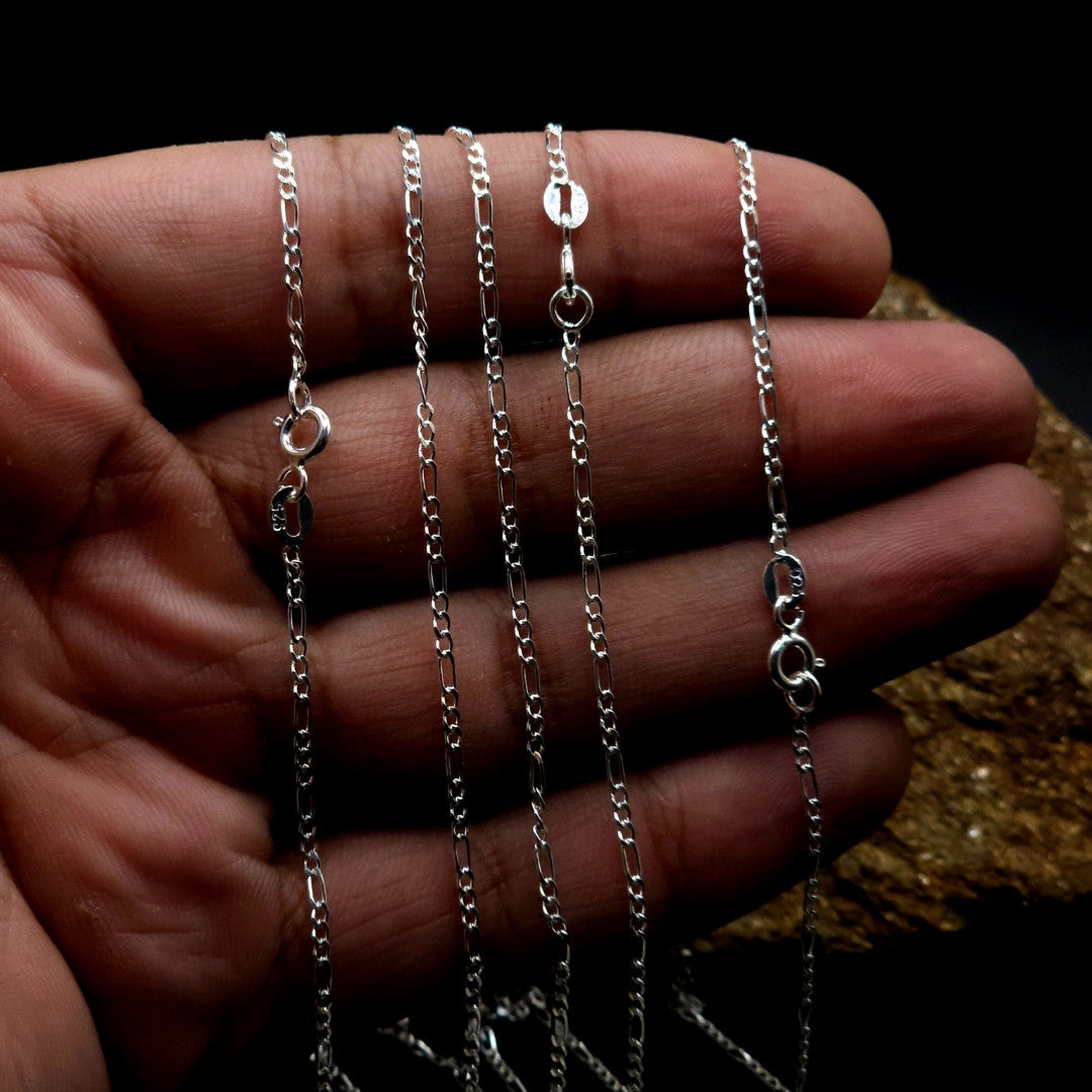 Classic Italian 925 Sterling Silver Figaro Chain – 2mm Width