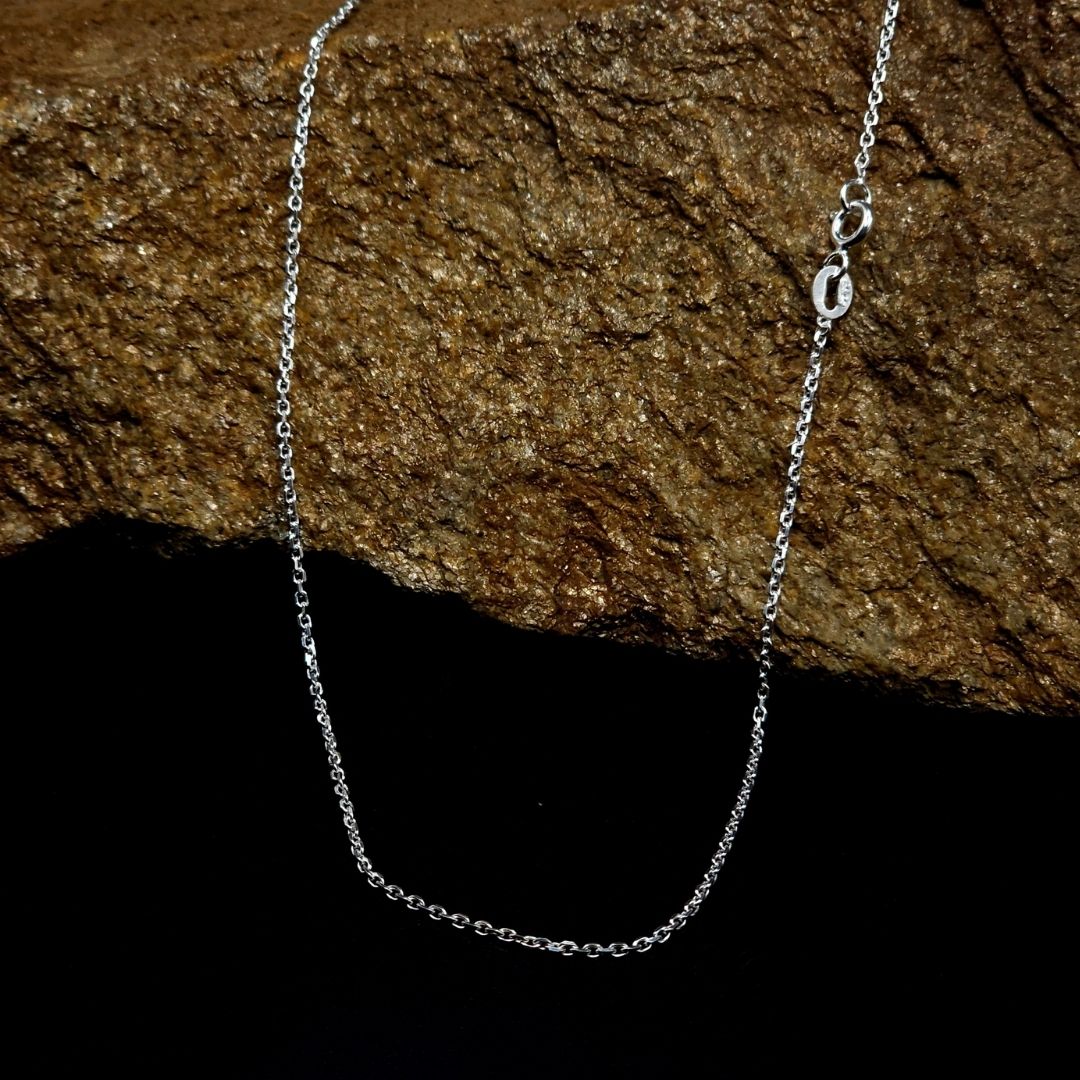 Elegant 1mm Cross Link Necklace – Genuine 925 Silver for Women