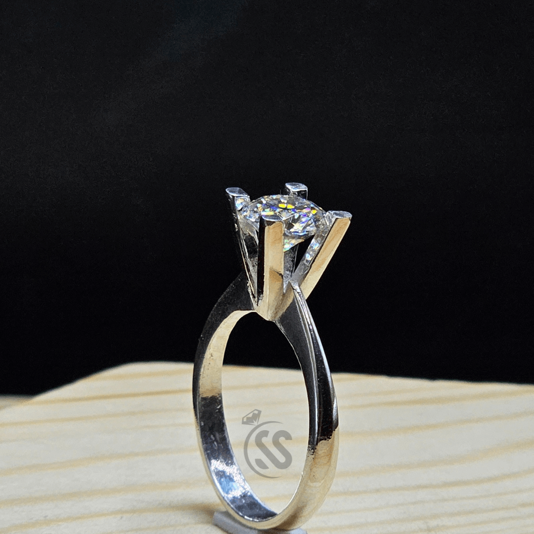Ladies Moissanite Diamond Ring in Silver