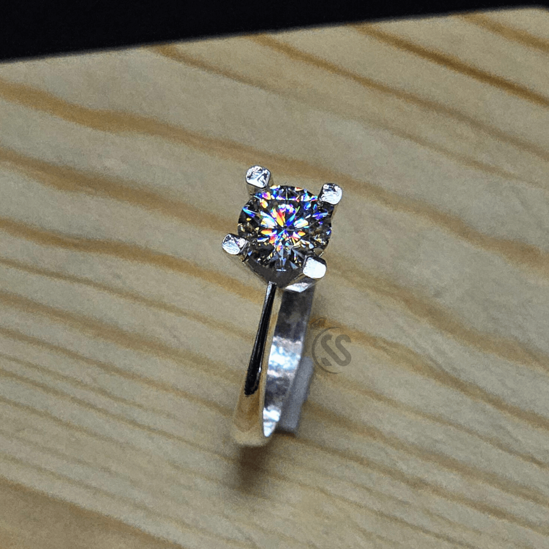Ladies Moissanite Diamond Ring in Silver