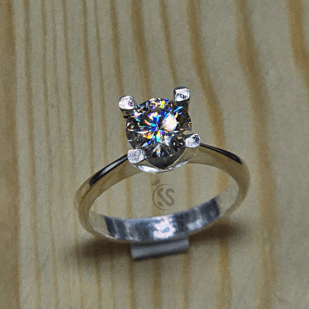 Ladies Moissanite Diamond Ring in Silver