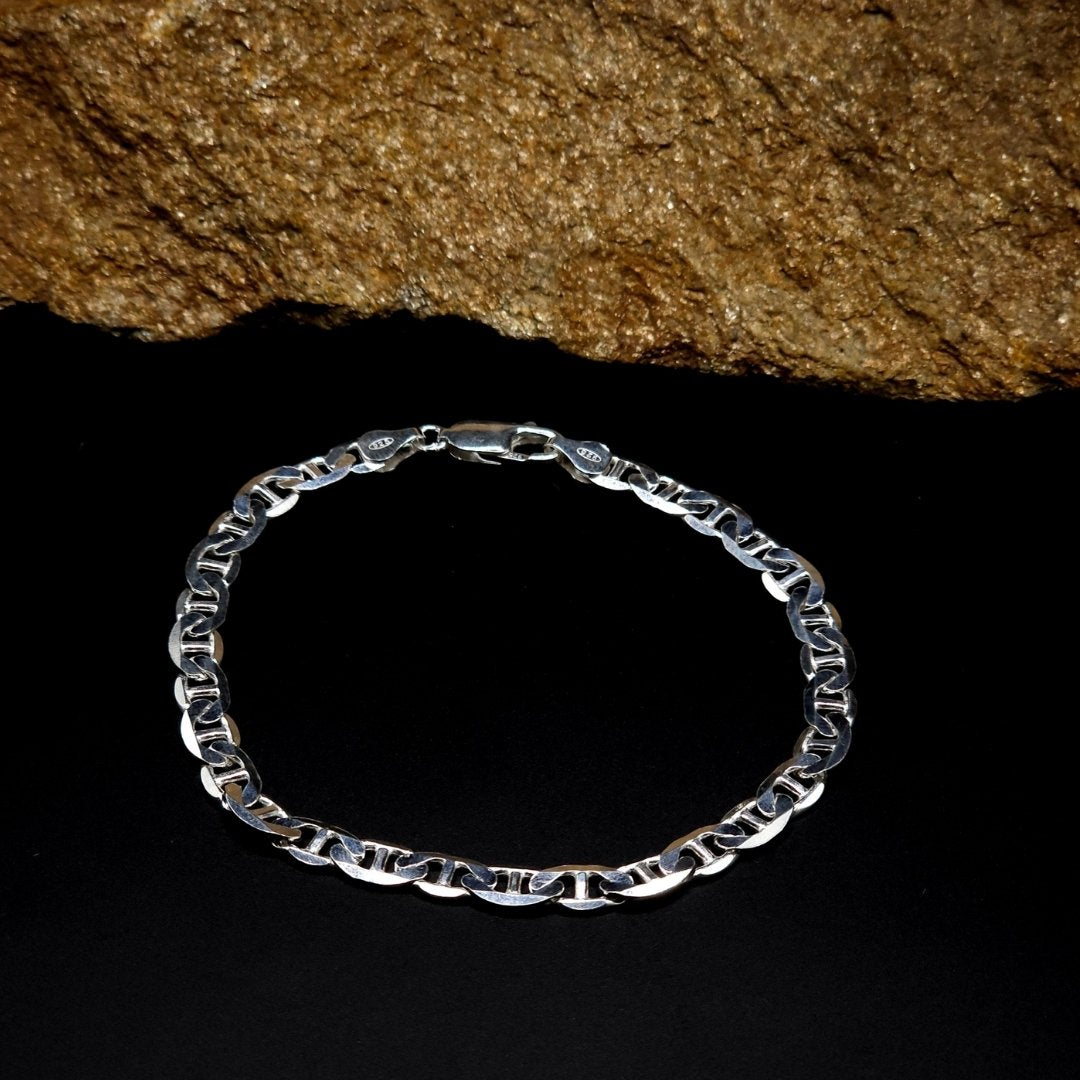Italian 925 Sterling Silver Double Cuban Bracelet for Men