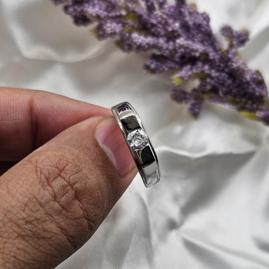 Italian Silver Adjustable Ring – 925 Sterling Silver with White Zircon