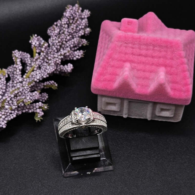 925 Italian Silver Moissanite Diamond Ring