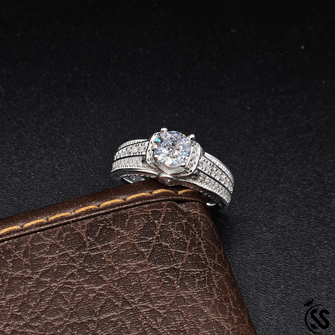 Italian Silver Moissanite Diamond Ring – 1 Carat | A+ Quality with Certificate