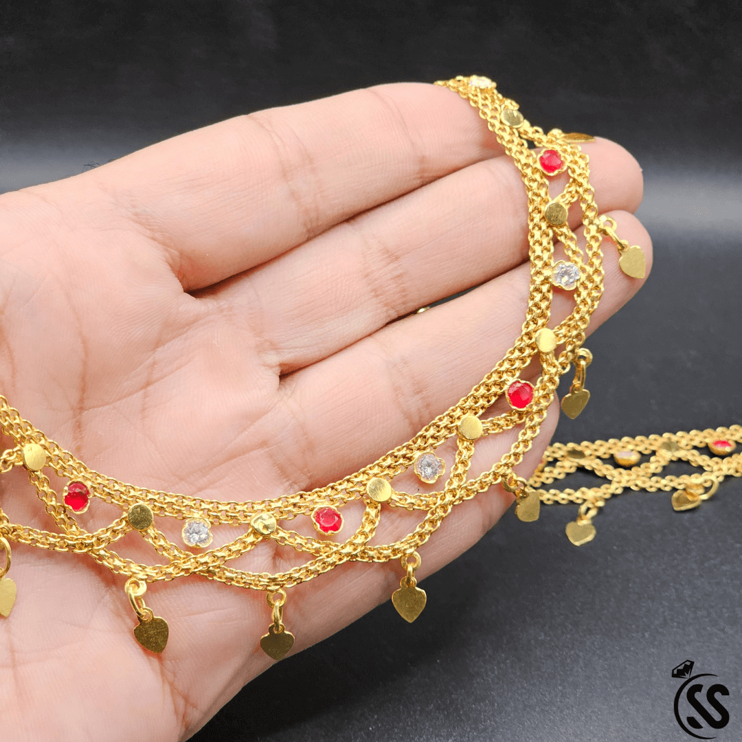 Elegant Gold-Plated Silver Anklet with Zircon Stones