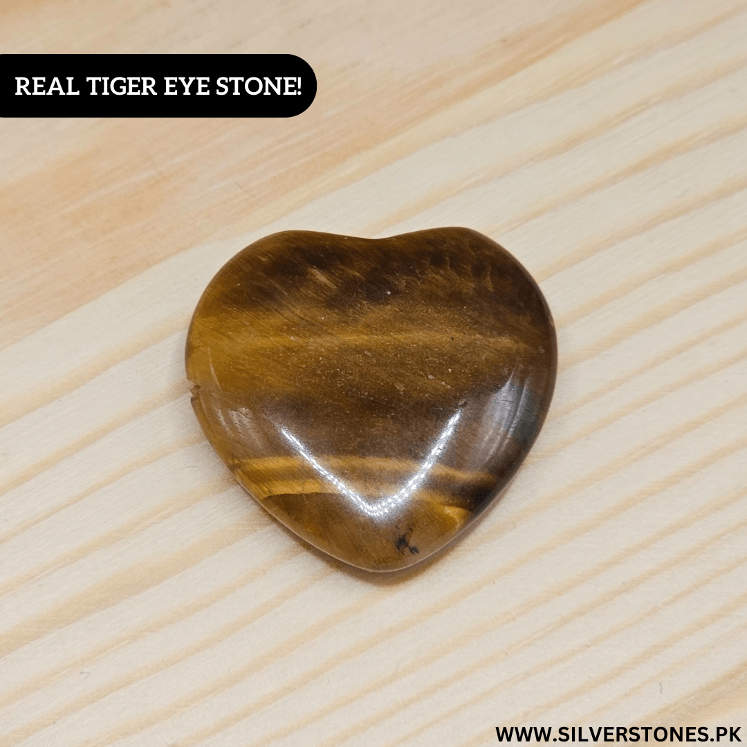 Authentic Tiger Eye Stone heart-shaped gemstone showcasing golden and brown hues, symbolizing strength and protection.