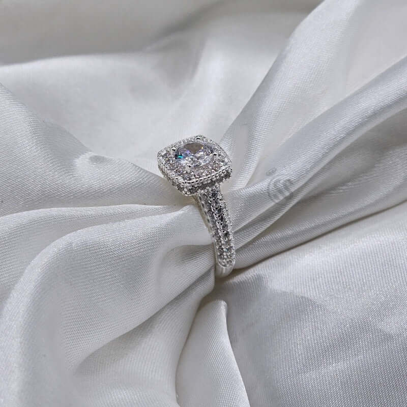 Silver Moissanite Diamond Ring – 1 Carat | A+ Quality with Certificate