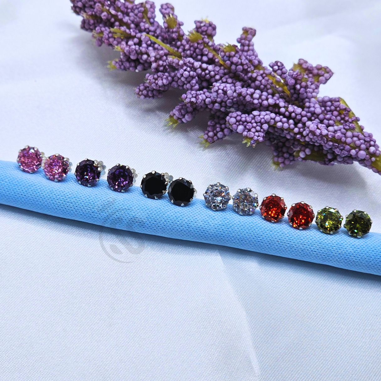 6 mm Zircon Chandi Ear Pins (Tops) - SilverStones.Pk