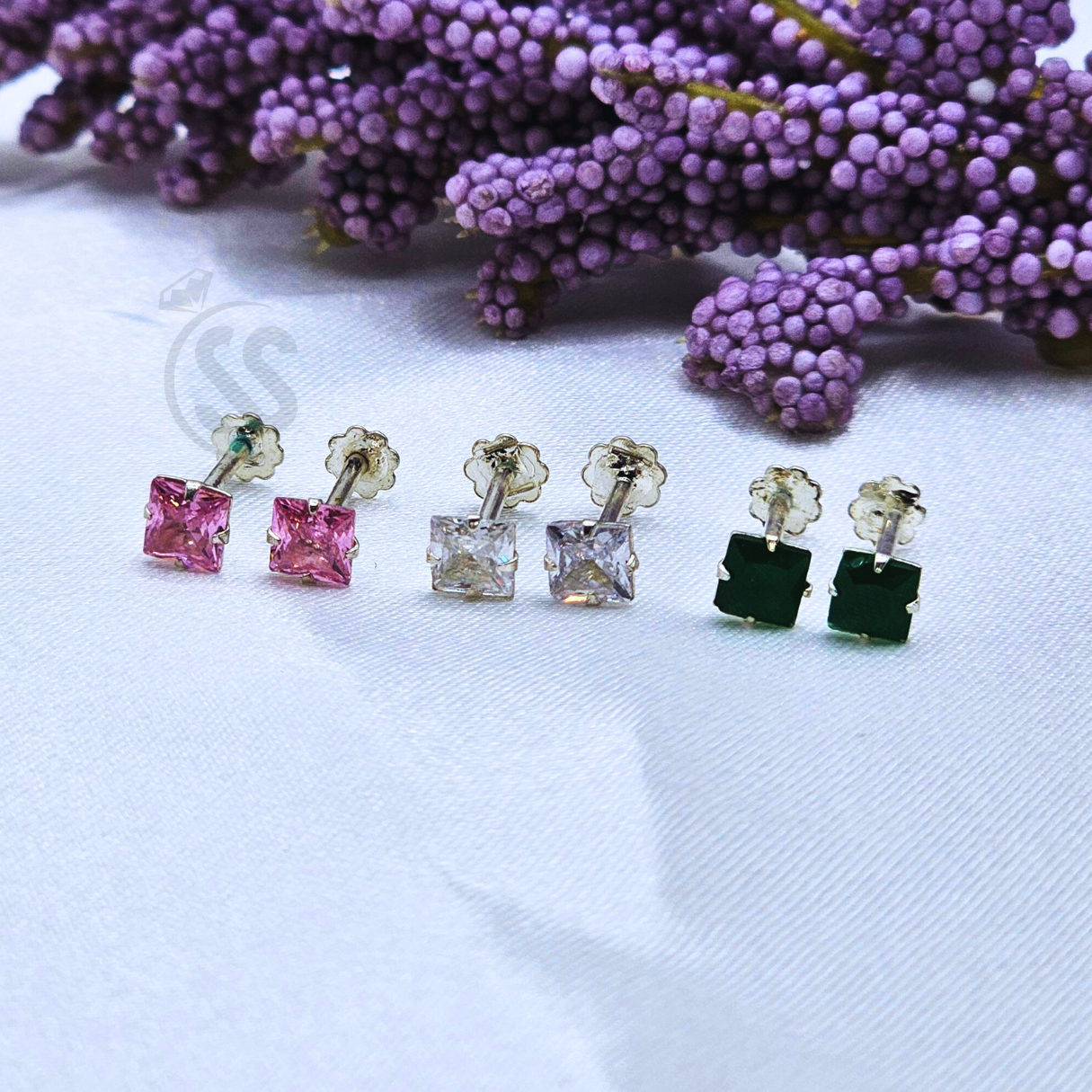 Silver Tops with zircon stones
