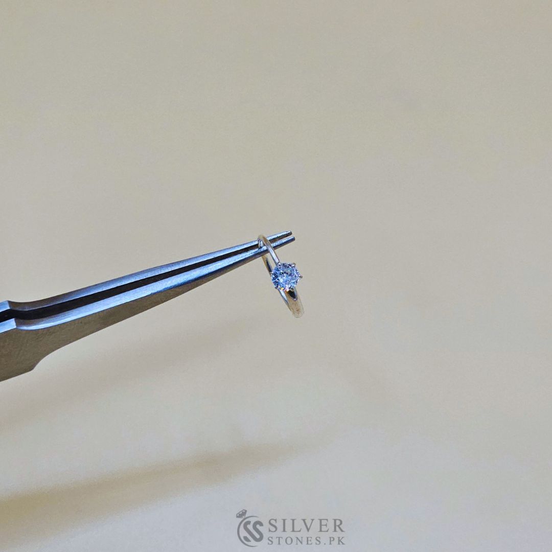 Silver (Chandi) Zircon Nose Ring - SilverStones.Pk