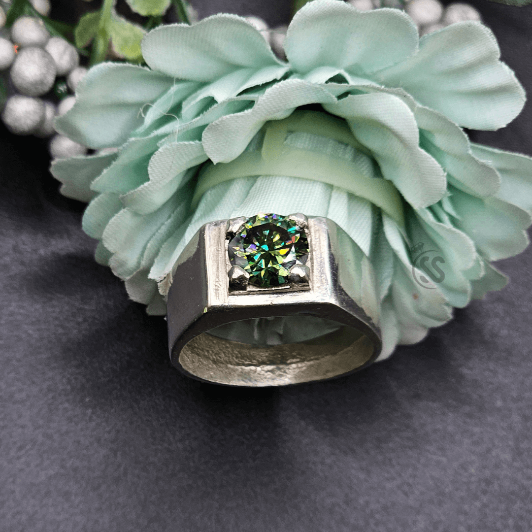 Moissanite Gents Silver Ring