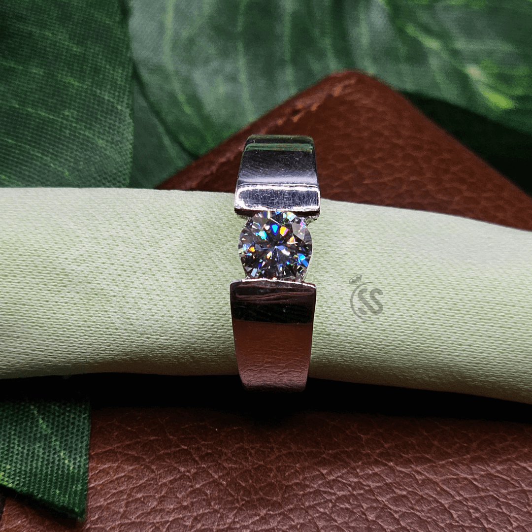 Moissanite Gents Silver Ring