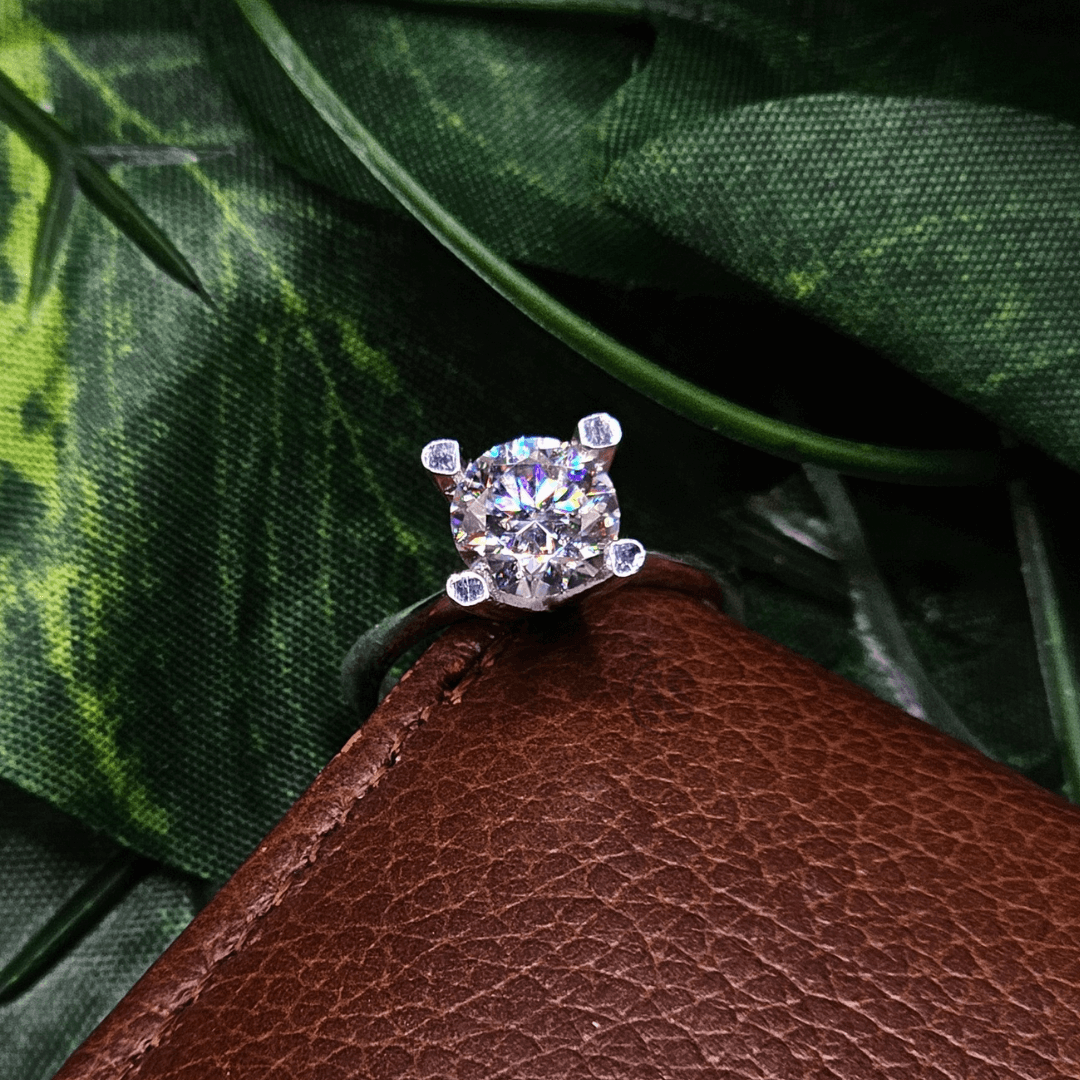 Ladies Moissanite Diamond Ring in Silver