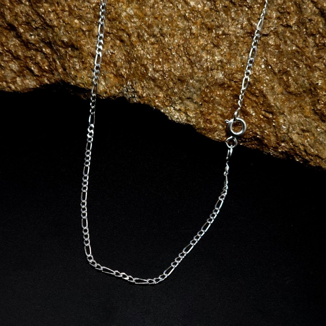 Premium Italian 925 Silver Figaro Chain – 2mm Stylish Design
