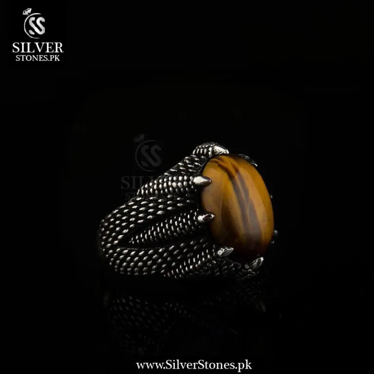 Tiger Punch Real Tiger stone Pure Chandi Ring