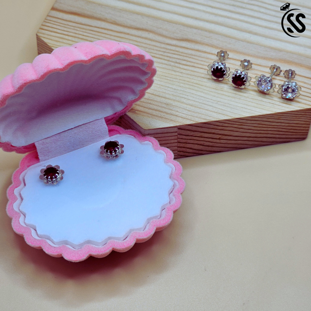 Zircon Silver (Chandi) Ear Pins (Tops) - SilverStones.Pk