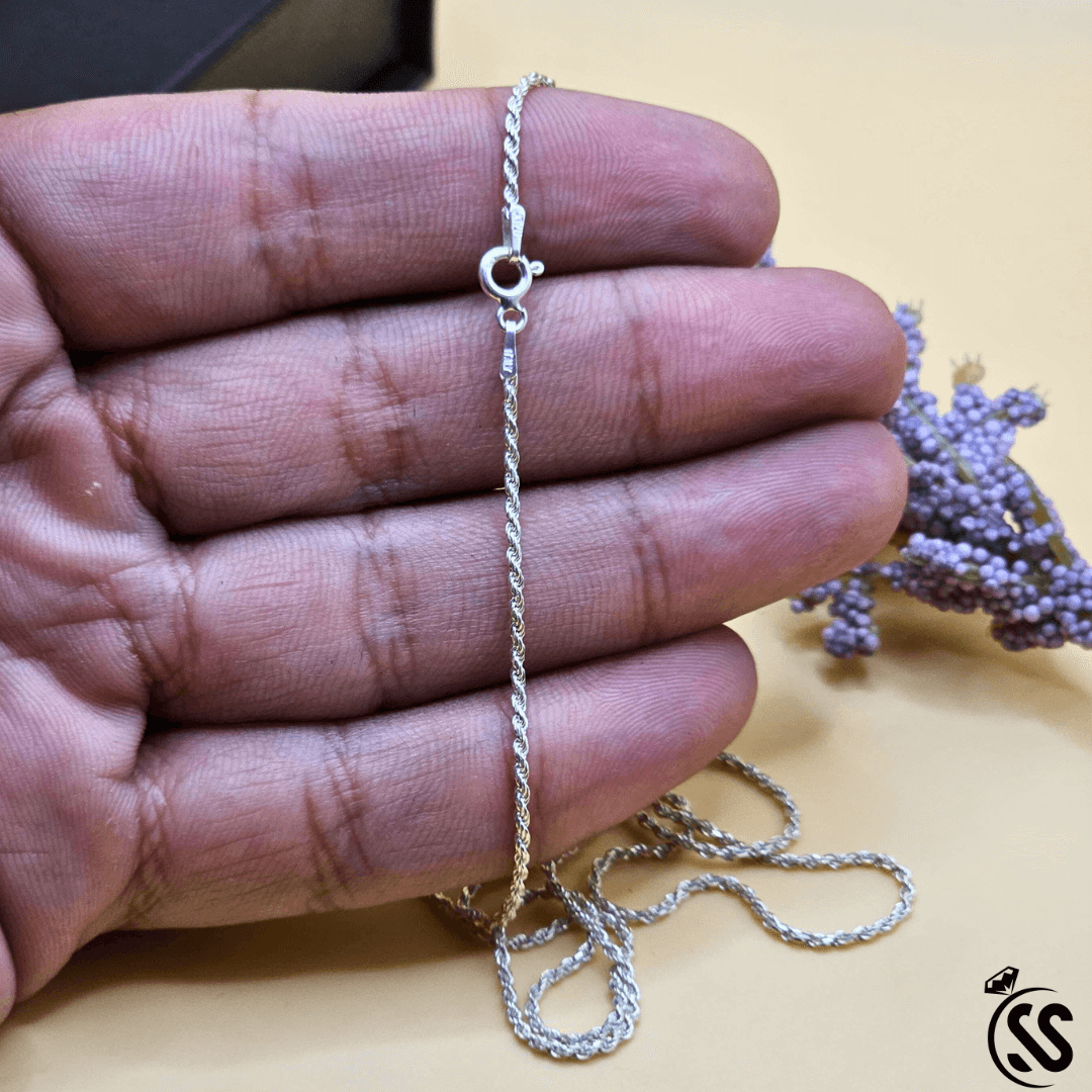 Italian 925 Silver (Chandi) 1 mm Rope Chain
