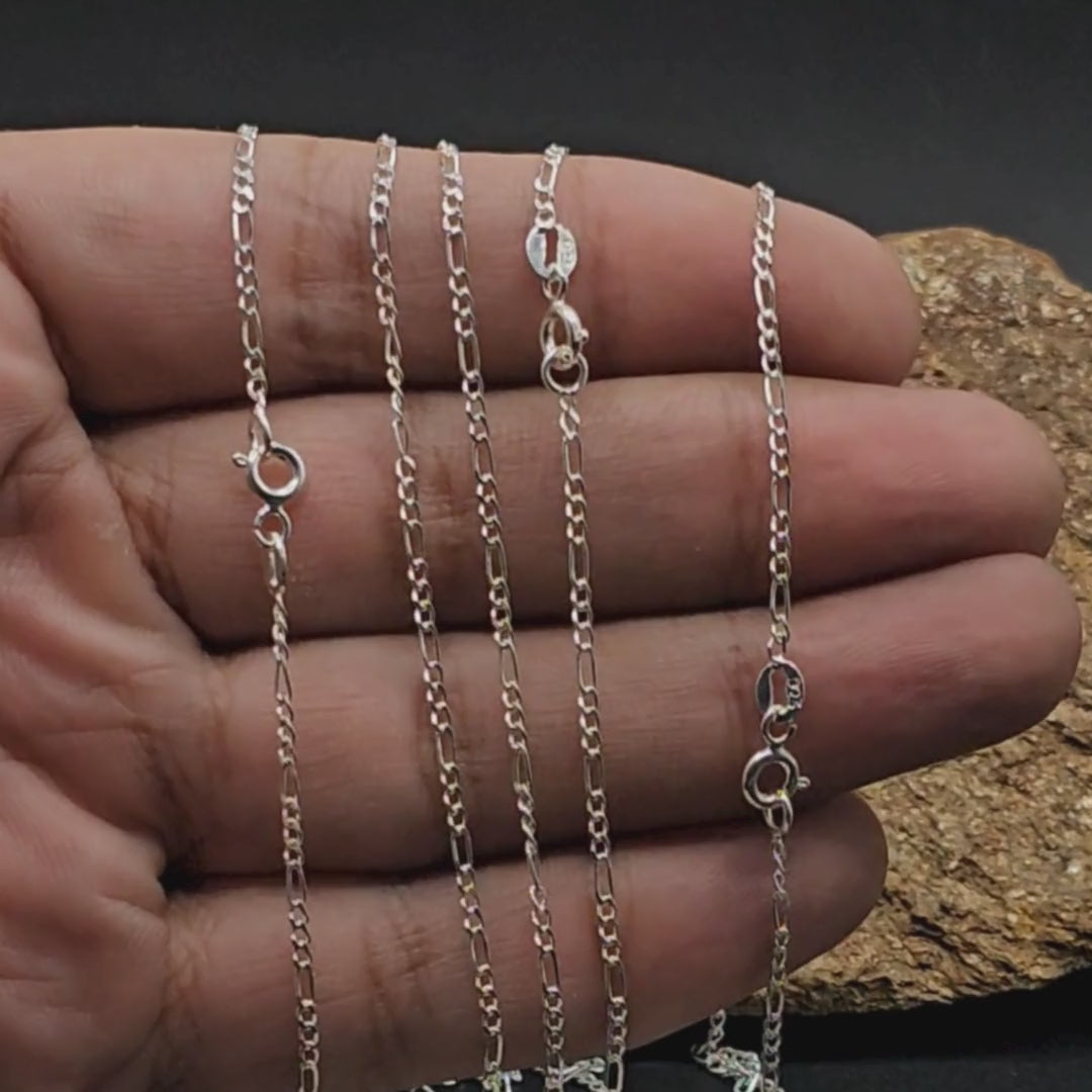 2mm Figaro Chain – 925 Sterling Silver (Italian Made)