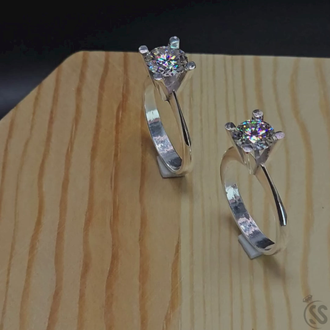 Ladies Moissanite Diamond Ring in Silver