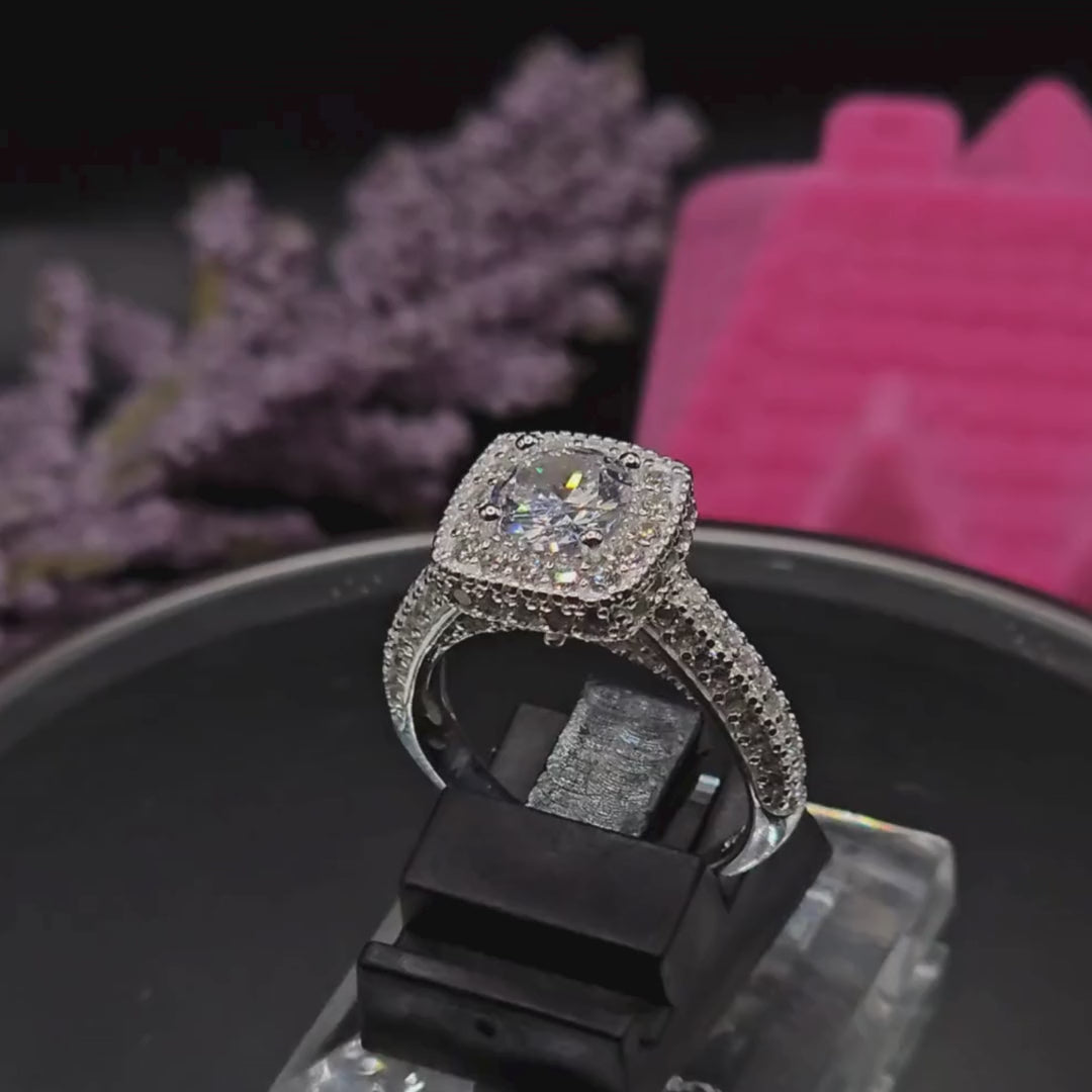 925 Italian Silver Moissanite Diamond Ring