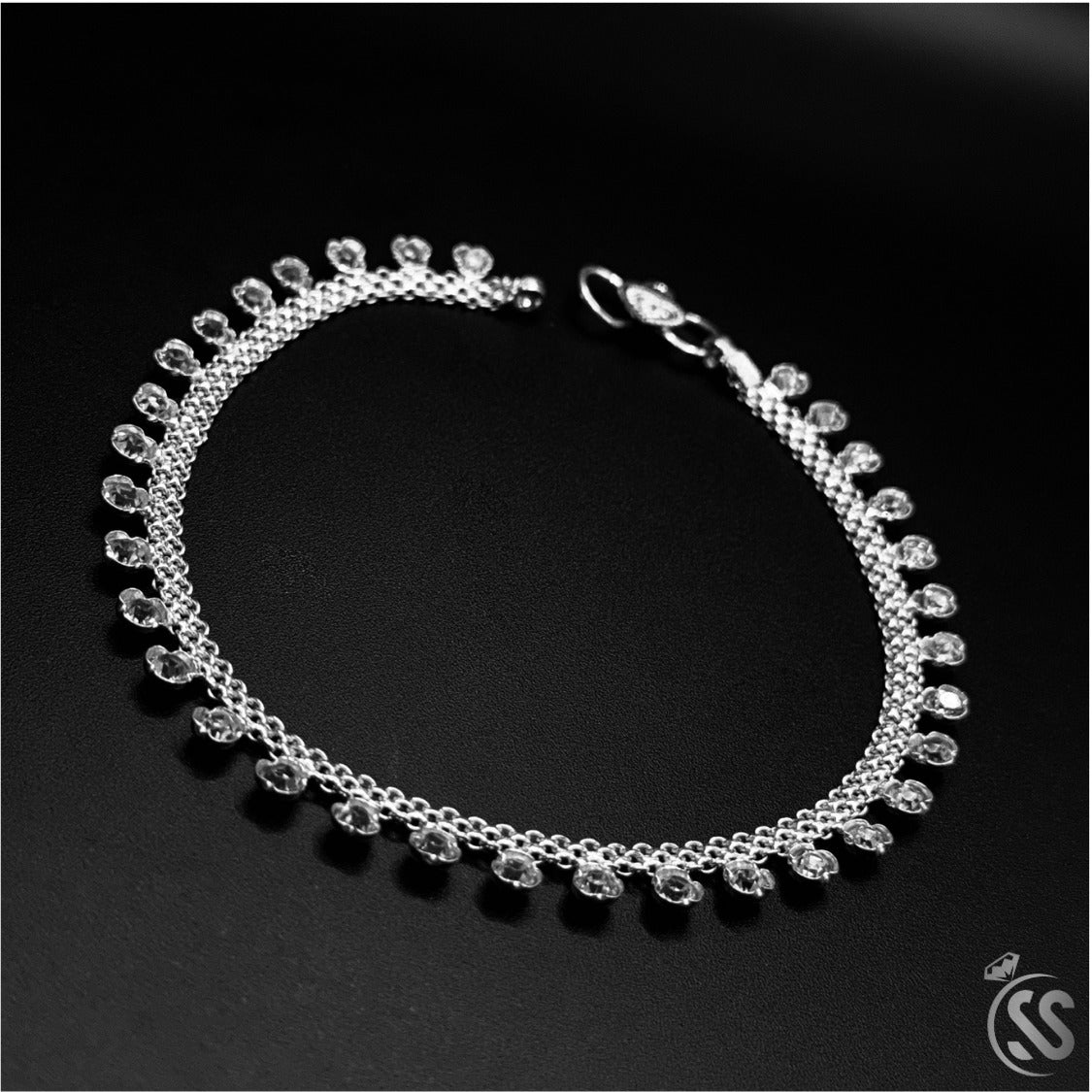 Silver Anklets With Zircons - SilverStones.Pk