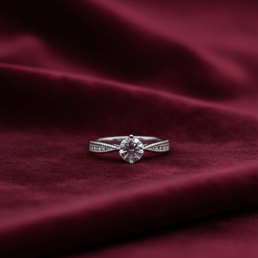 0.8 carat GRA certified moissanite halo ring women 925 Italian silver Silverstones.pk Pakistan