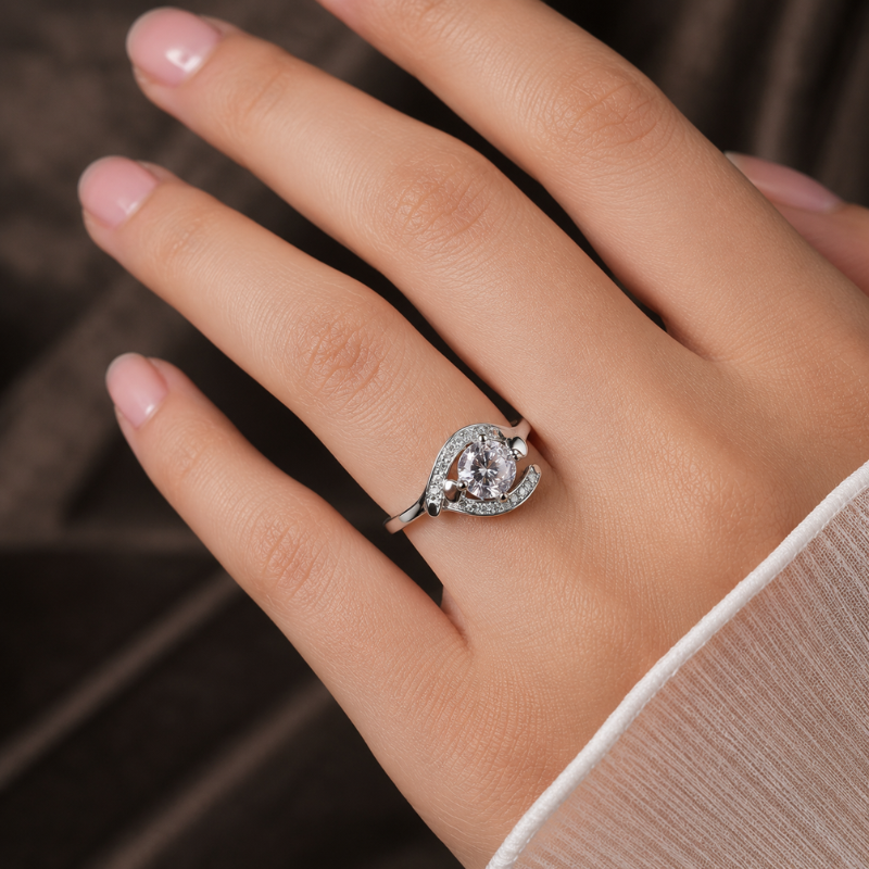 0.8 carat certified moissanite ladies ring with GRA certificate and lab report