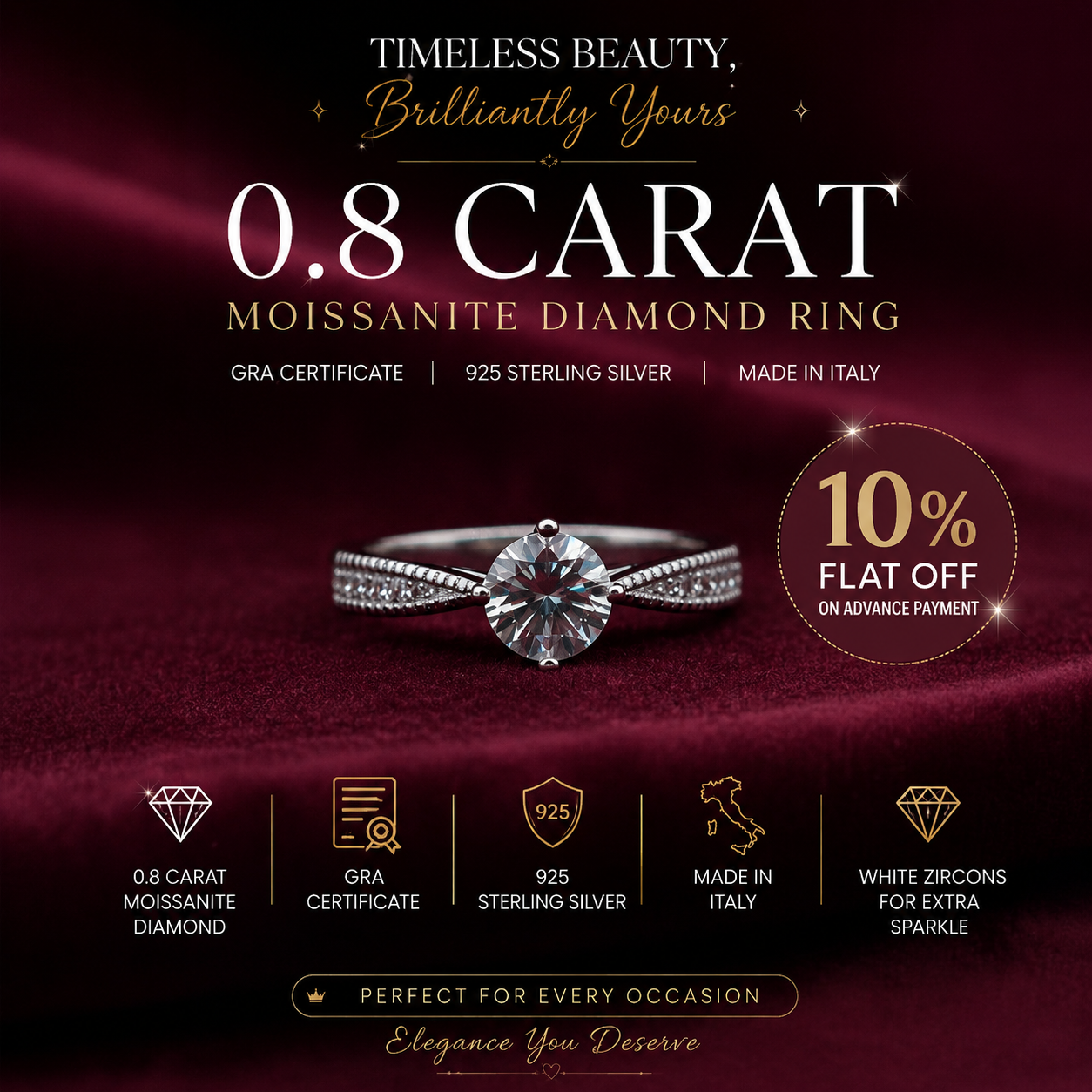 0.8 carat gracertified moissanite diamond ladies silver rings buy now from silver stones with certificate card