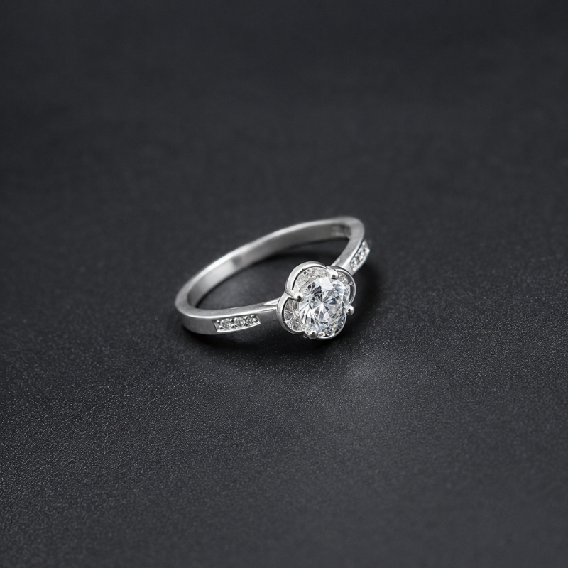 0.8 carat round moissanite ring with brilliant sparkle and Italian 925 sterling silver setting