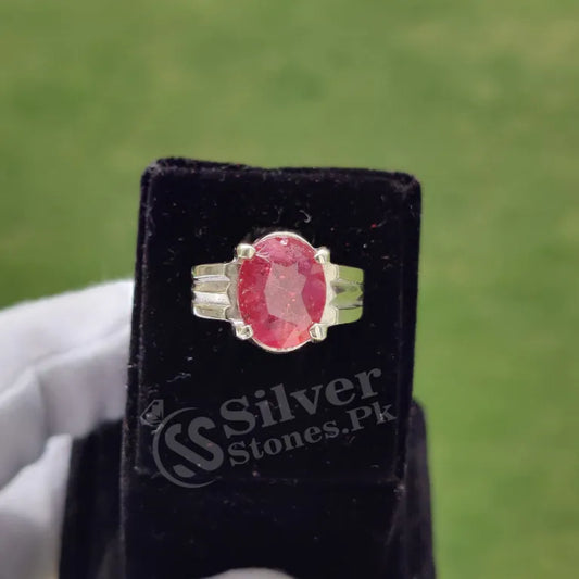 Real Ruby Silver Ring for Men’s