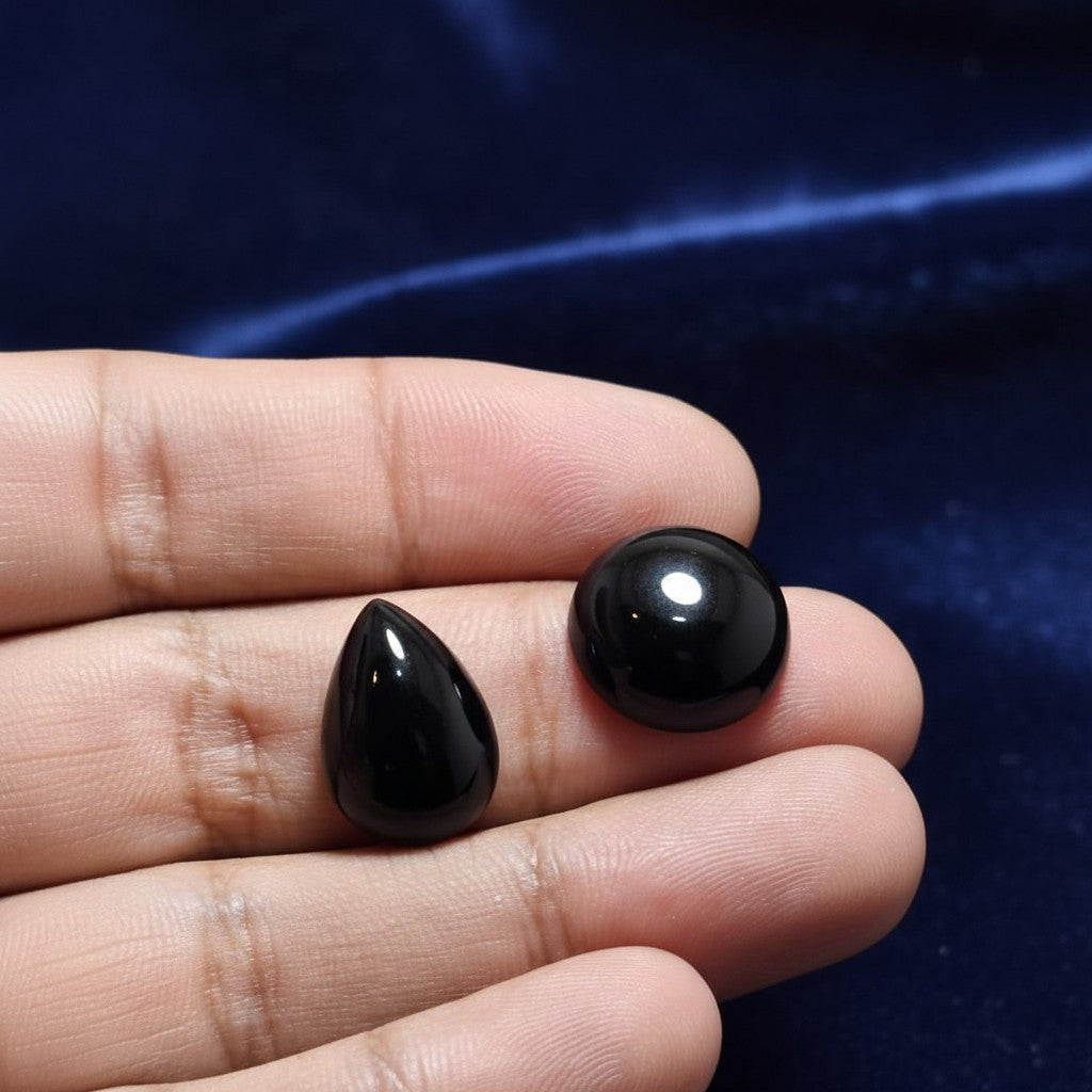 100% real black Irani Aqeeq stone in round and pear shape — original کالا ایرانی عقیق available at SilverStones.pk Pakistan